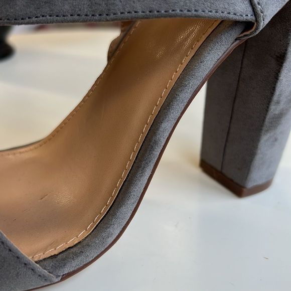 Grey Heeled Sandals with Silver Studs - Picture 7 of 10